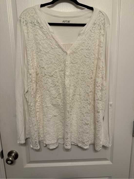 Apt. 9 Tops - Apt. 9 Henley Blouse Featuring A Delicate Lace Overlay On Front Size 3X